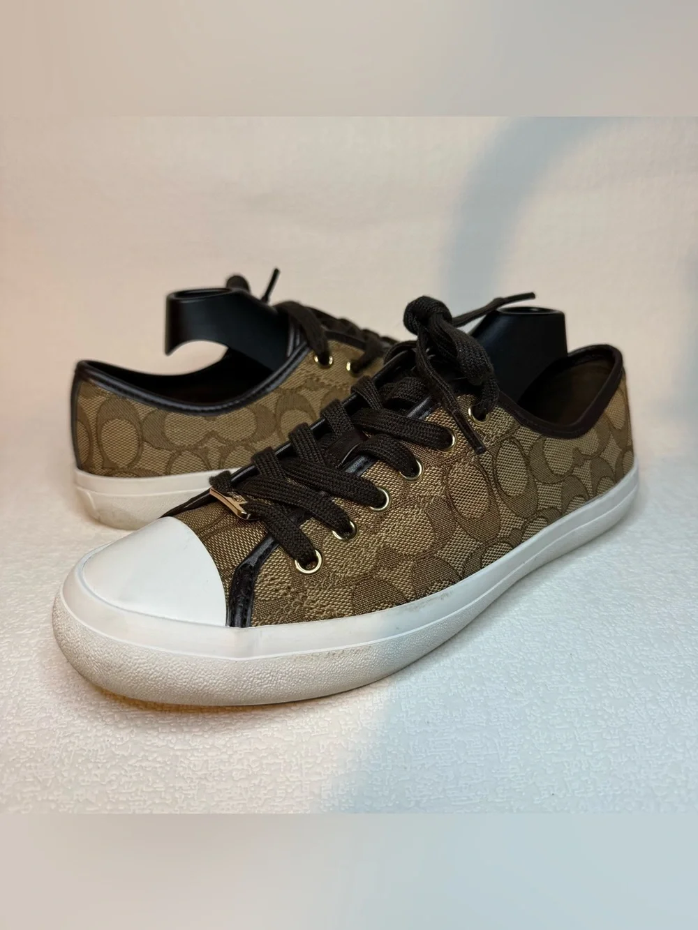 Coach Empire Signature Canvas Sneakers Women’s 8.5B Brown Khaki A00248